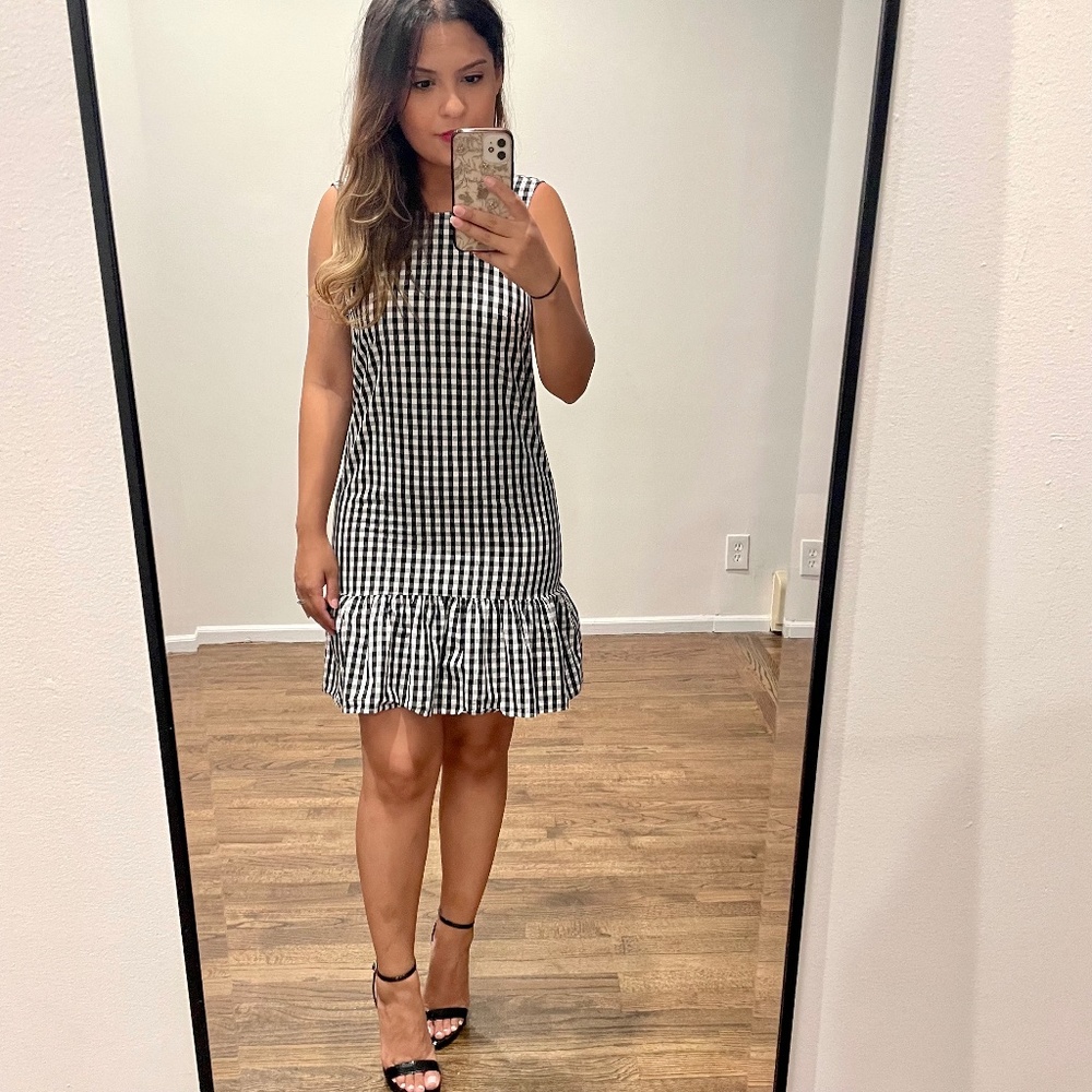 J. Crew Gingham Black & White Dress
